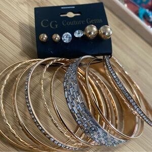 Sparkly CG core gems, stackable bangle, bracelets, and earring set.